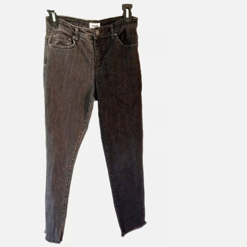 RSQ Womens Jeans Size 16 Gray Black Mid Rise Raw Hem 5 Pocket Denim